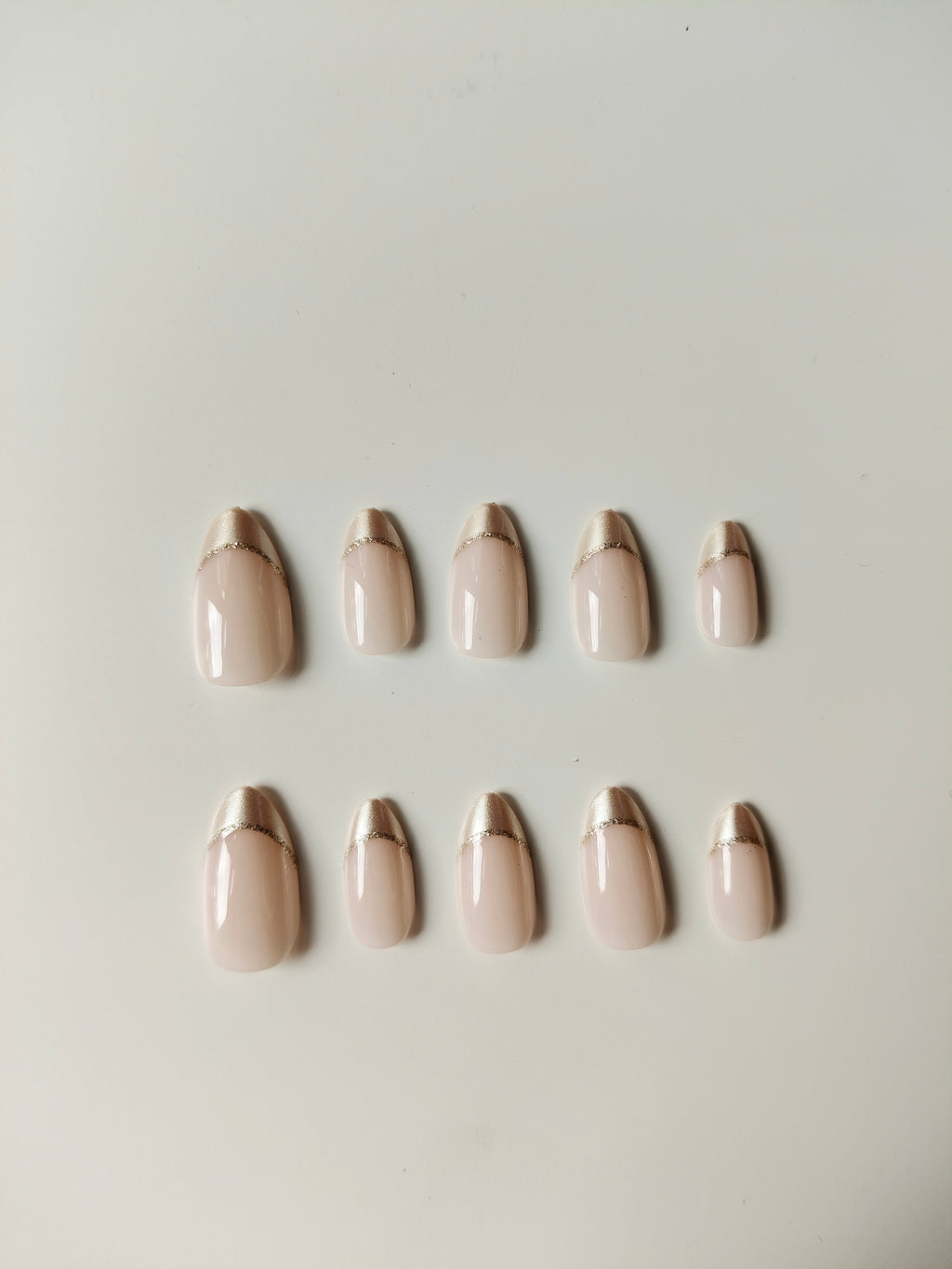 French Tip Press-On Nails with Champagne Glow