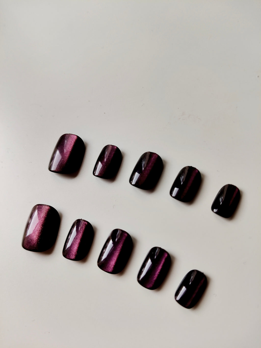 Velvet Galaxy – Magnetic Purple Black Square Press-On Nails
