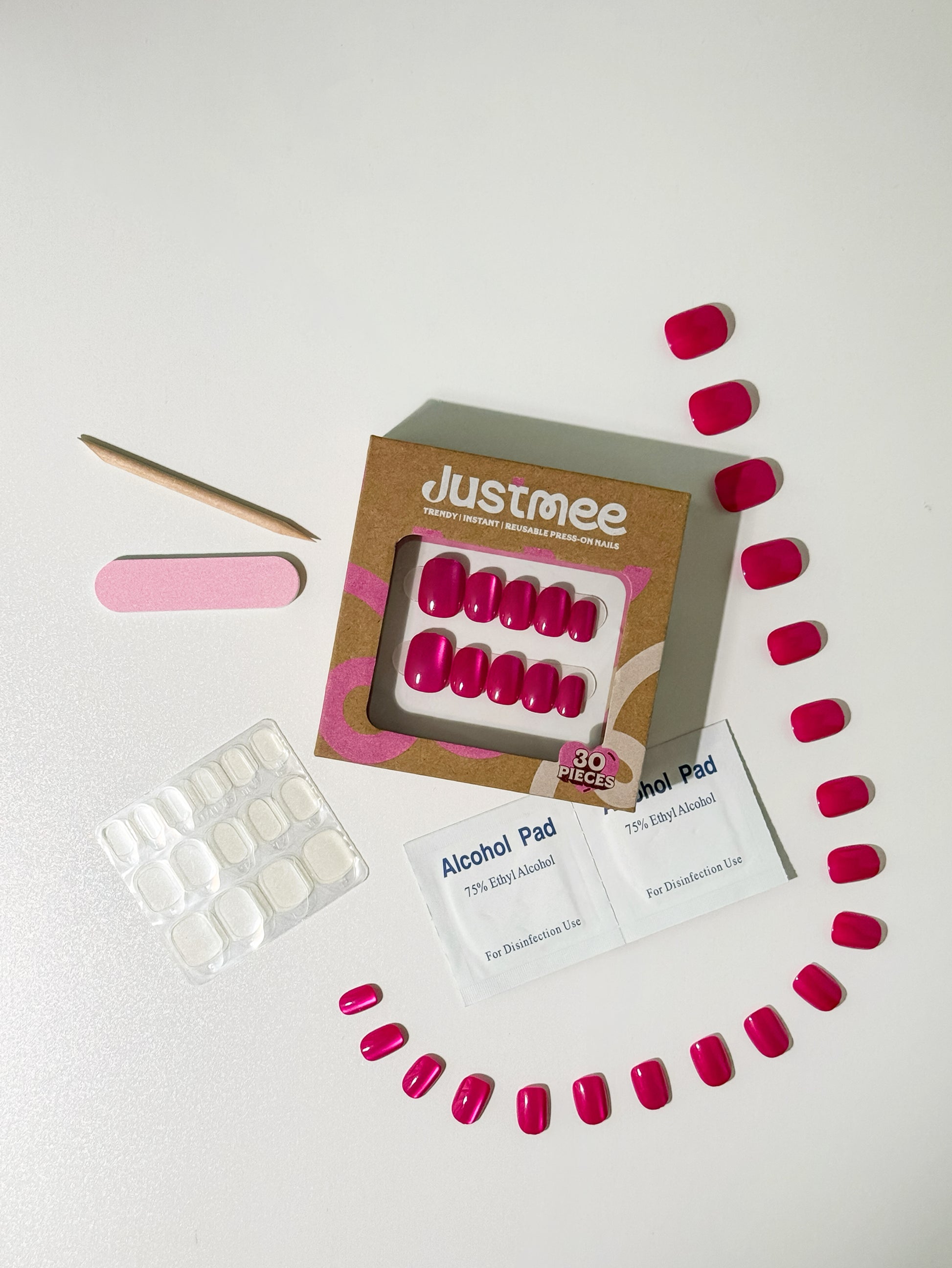 Samtmagenta - 30 Stück künstliche Fingernägel