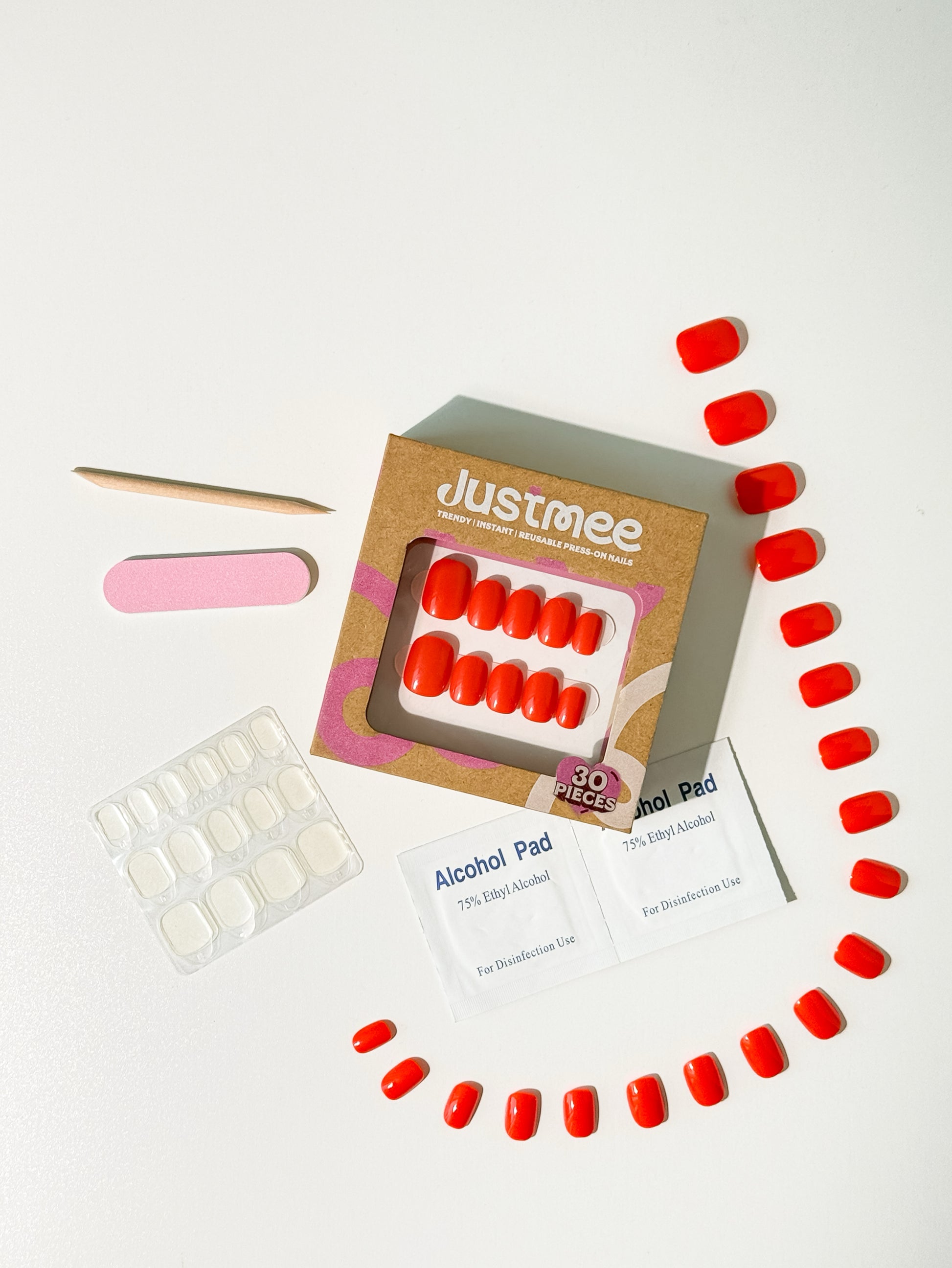 Orangensirup - 30 kurze künstliche Fingernägel zum Aufkleben