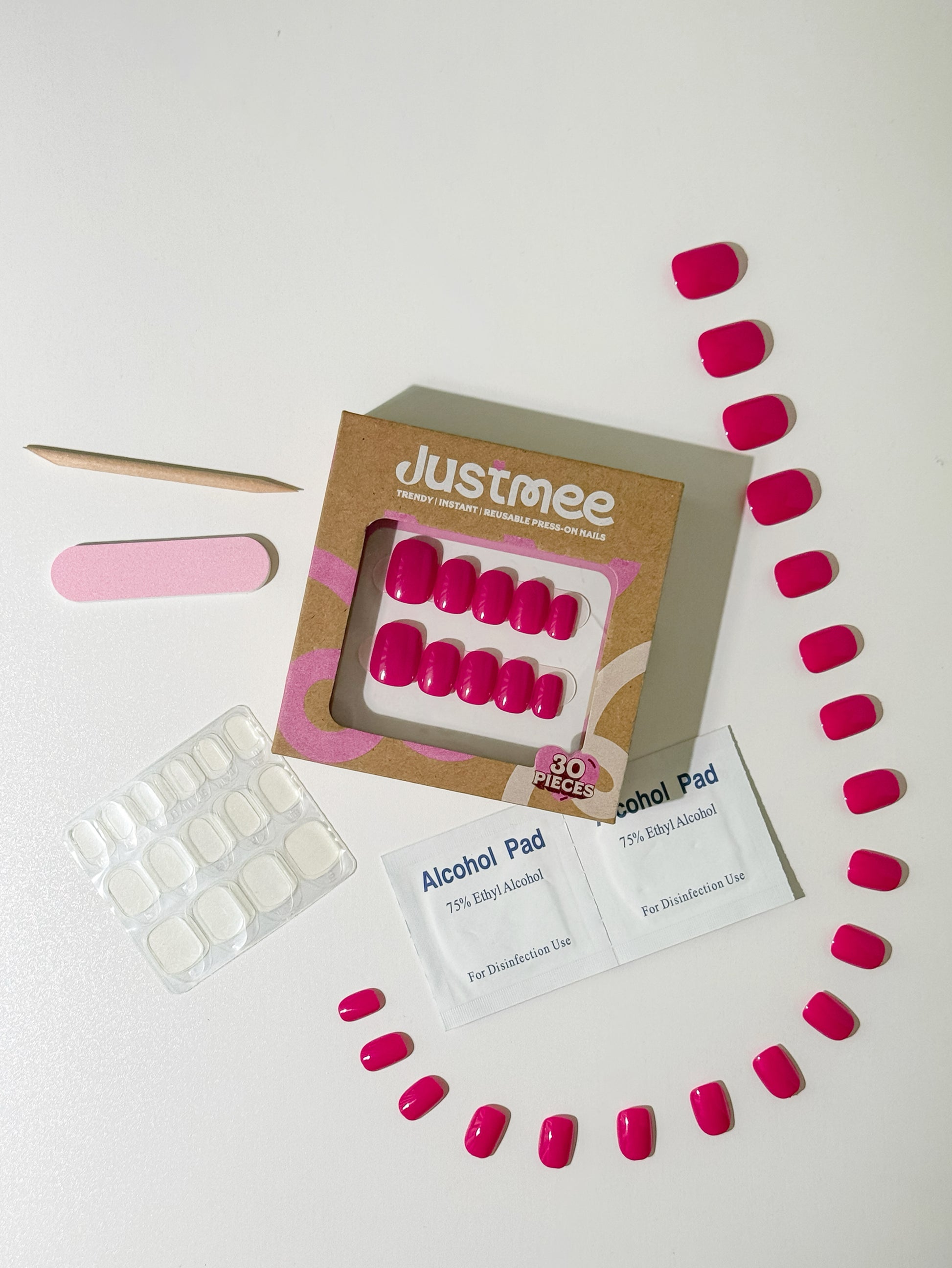 Leuchtendes Fuchsia – 30 Stück künstliche Fingernägel