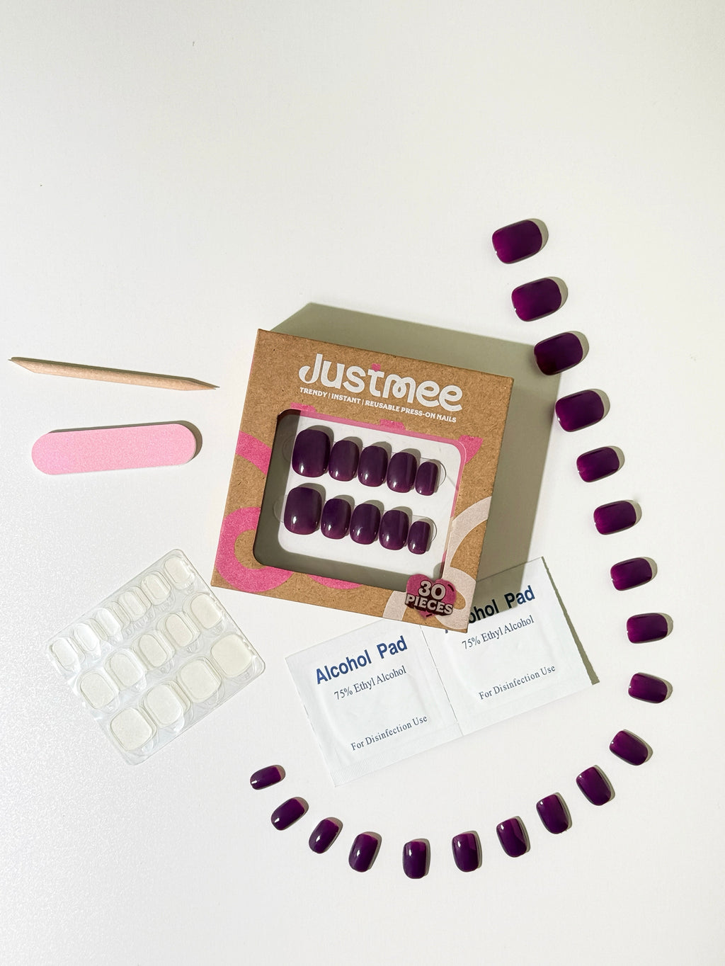 Dunkelkirsche - 30 Stück künstliche Fingernägel