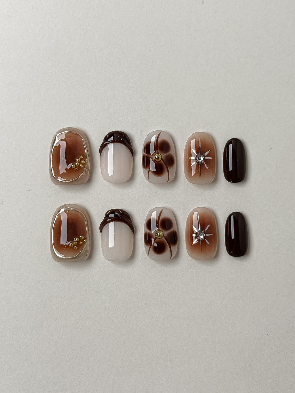 Cocoa Sparkle - 10 pcs Press On Nails