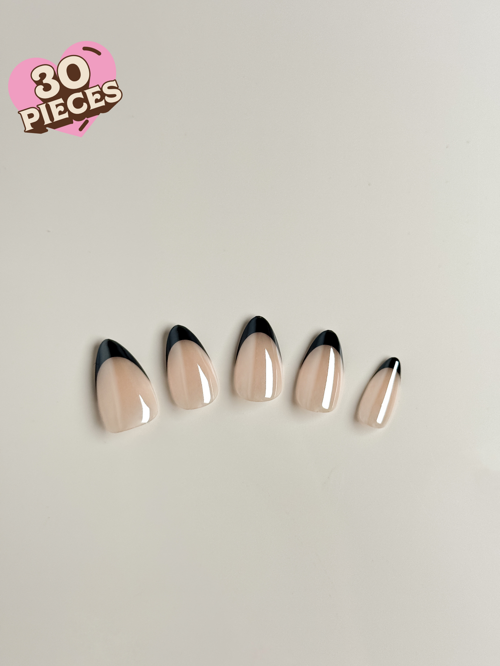 Sharp Noir Press-On Nägel – Schwarze French Tips