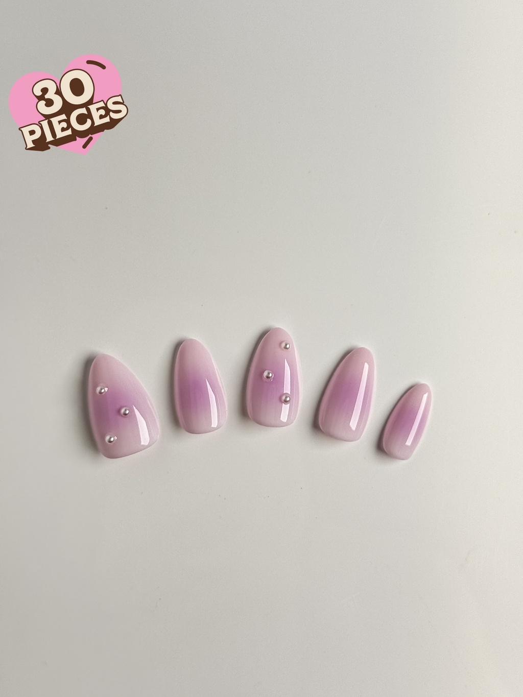 Lilac Mist Press-On Nägel – Perlen Ombré Design