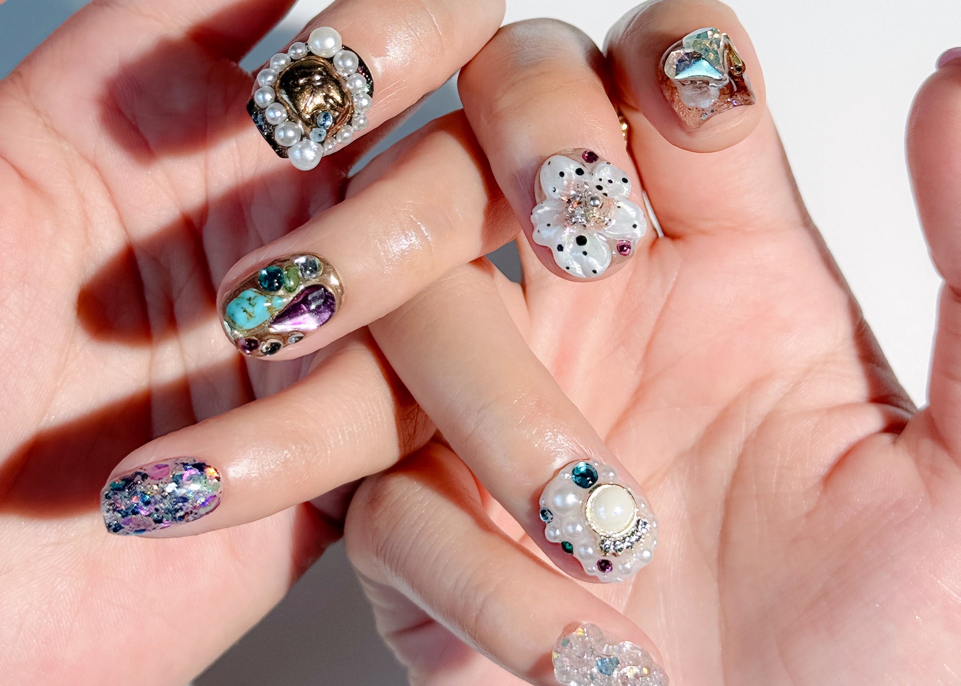 3D vintage press on nails with amazing design in short square shape